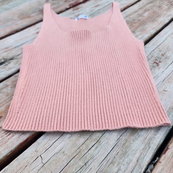 Intimately Free People Ribbed Knit Cotton Tank in Pink EUC - Picture 3 of 5